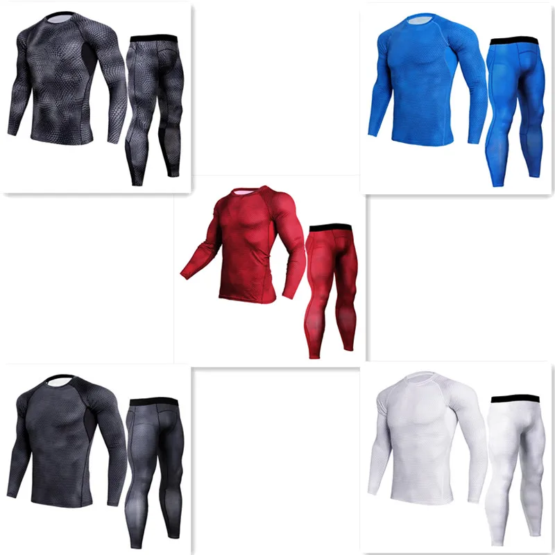 

Men Sportswear Tracksuit Stretch Long Sleeve Sweat Shirt Cmpression Leggings Sweatpant Running Jogger Gym Fitness Outfit Clothes