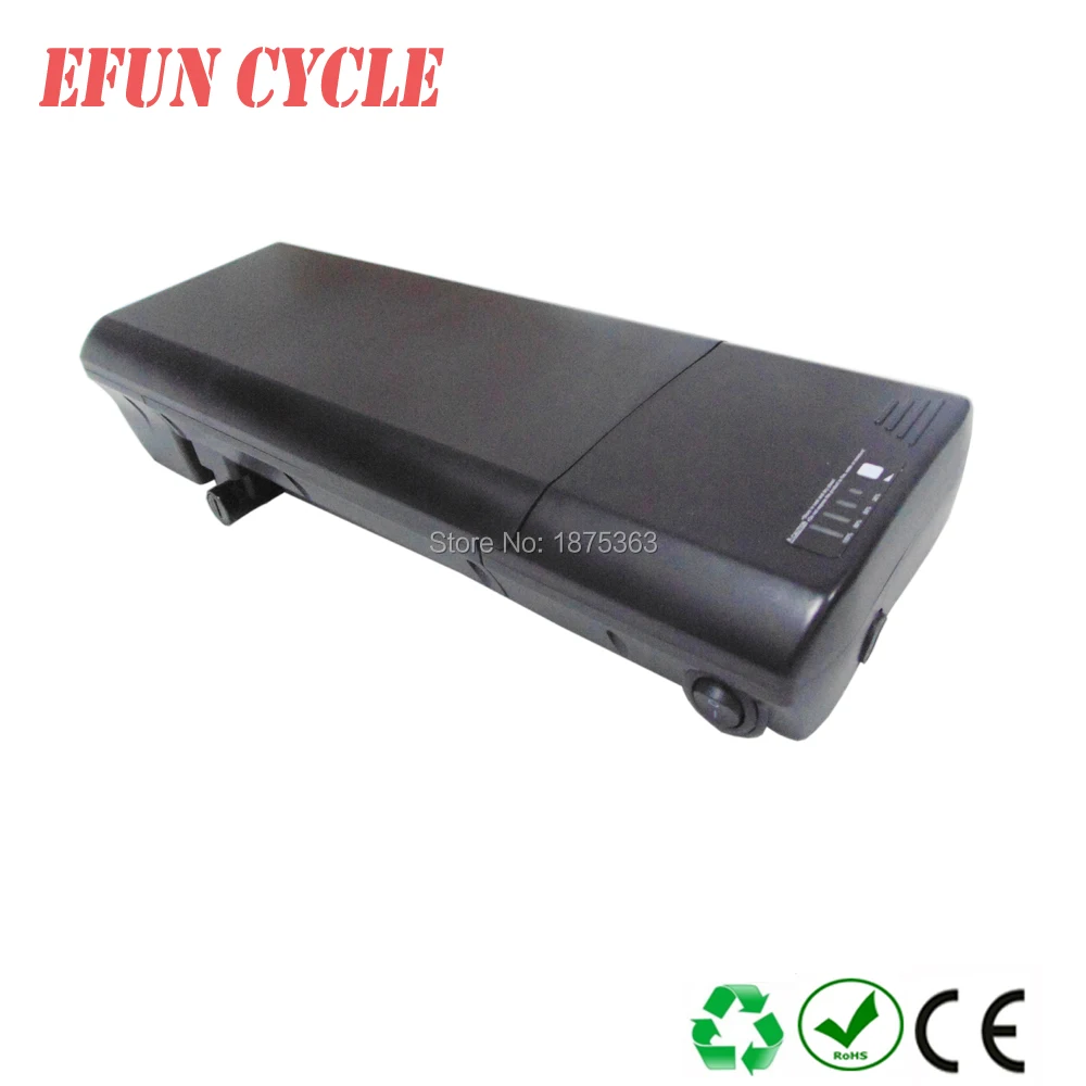 

Shunlong 36V 10Ah new rear rack battery with capacity display for ebike/fat tire bike with charger