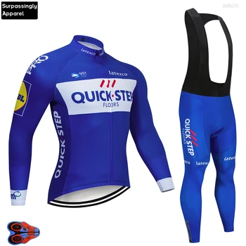 

2019 Quick Step Long Sleeve Cycling Jersey Set 16D Bib Pants Ropa Ciclismo Bicycle Clothing MTB Bike Jersey Uniform Men Cothes