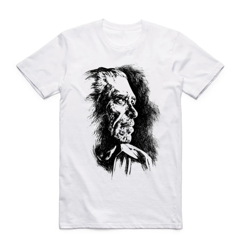 S-XXX мужские и женские Чарльза футболка Bukowski с коротким рукавом О-образным вырезом