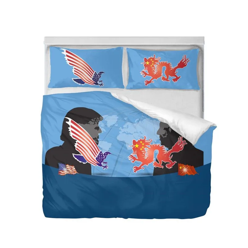 طقم سرير دونالد ترامب الأمة الرئيس اجتماع 3D الطباعة أغطية لحاف الملكة حجم مزدوج غرفة نوم الديكور طقم سرير 3 قطعة