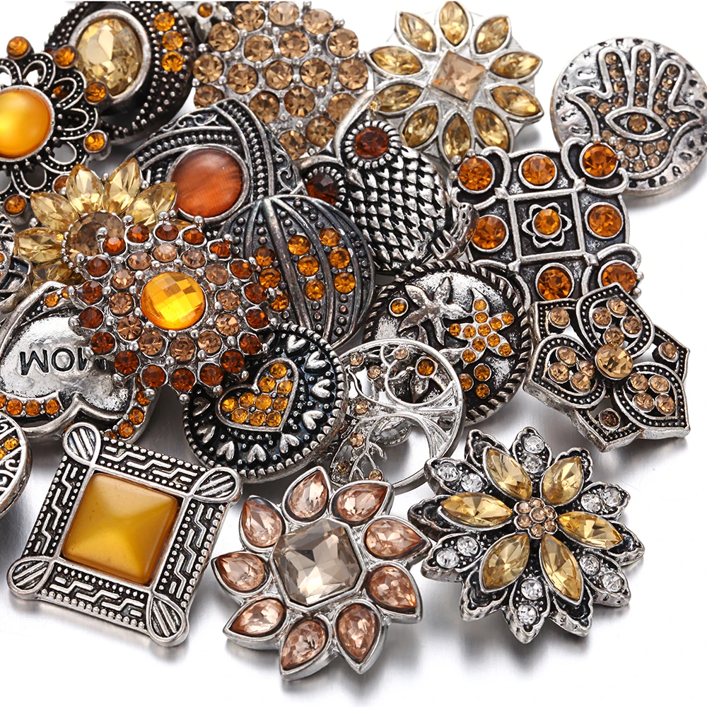

10pcs/lot Wholesale Mixed 18mm Snap Jewelry Colorful Rhinestone 18mm Snap Buttons Jewelry Fit Snap Bracelet DIY Charms Jewelry
