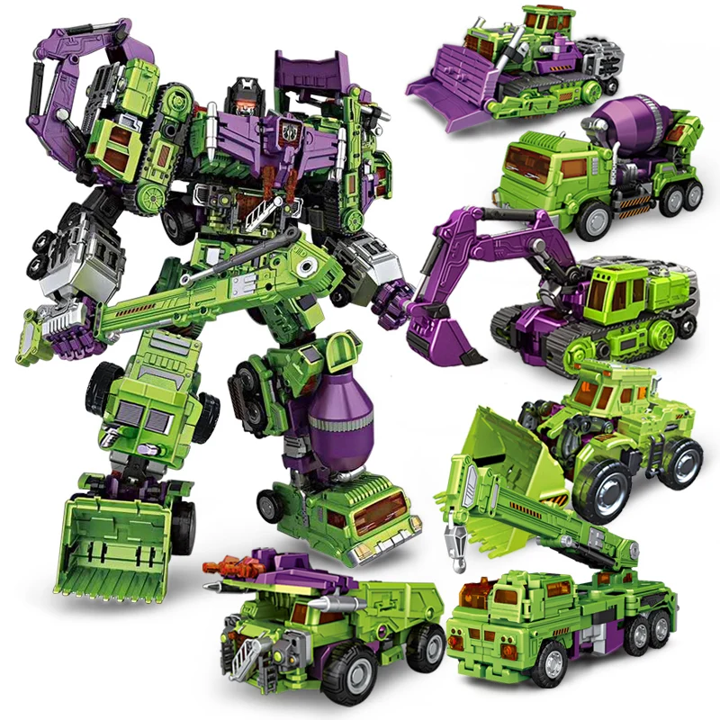 

NBK 6 IN 1 Cool Transformation KO Devastator Toy boy g1 Action Figure Robot Car Bulldozer Scraper Model Engineering Kid Toy gift