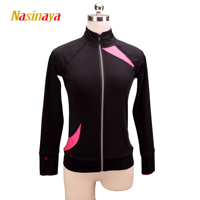 

Customized Costume Ice Skating Figure Skating Tops Jacket Black Raglan Sleeve Coat Velvet Warm Fleece Adult Child Girl Clothing