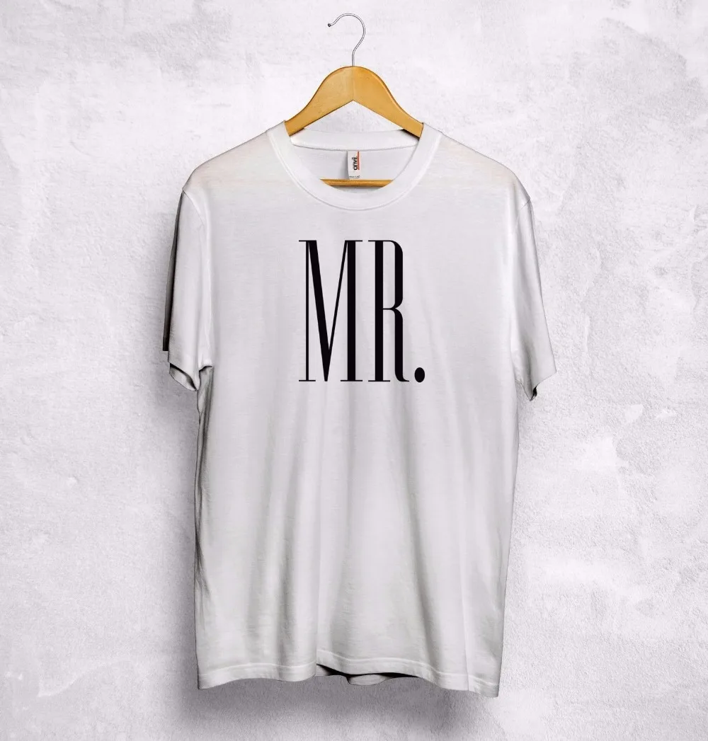 Летняя хлопковая одежда для фитнеса Футболка Mr Mrs Smith подходящая пара Wifey Hubby муж