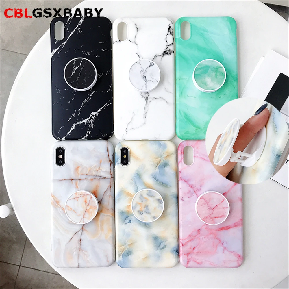

Fashion Scrub Marble Case For iphone 11 X 7 8 6S Plus Soft Silicone Grip Holder Case For iphone 11 Pro Max XR XS MAX Luxury Case