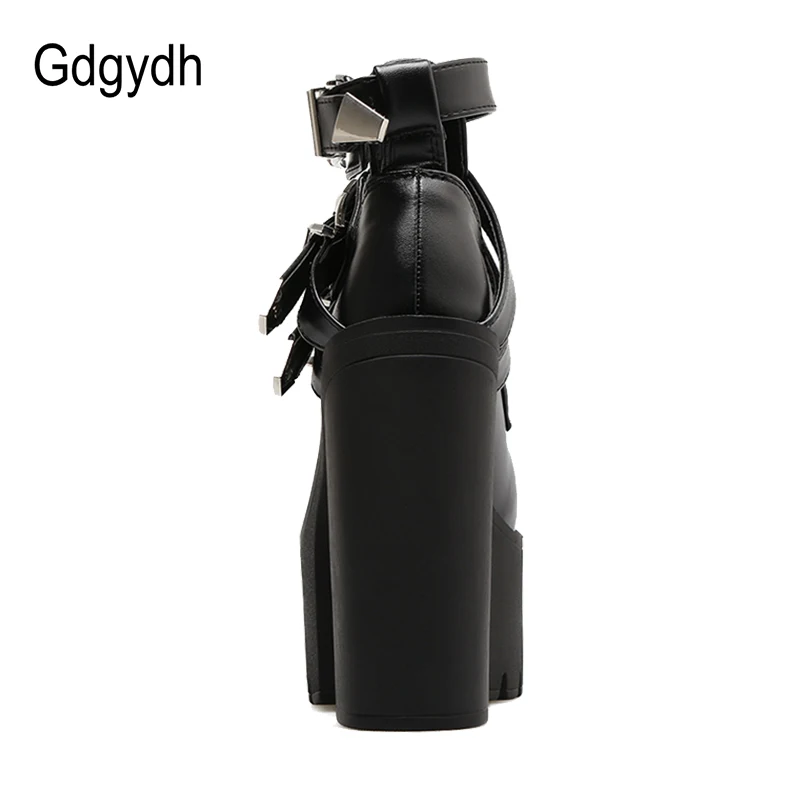 Gdgydh/модные кожаные ботинки с пряжкой; женские ботильоны из мягкой кожи; сезон весна-осень; Цвет Черный; обувь на очень высоком каблуке и платформе
