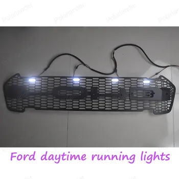 

HIGH QUALITY RANGER FRONT PROTOR BLACK LIT GRILL with LED day light FOR Ford RANGER 2015 2016 GRILL