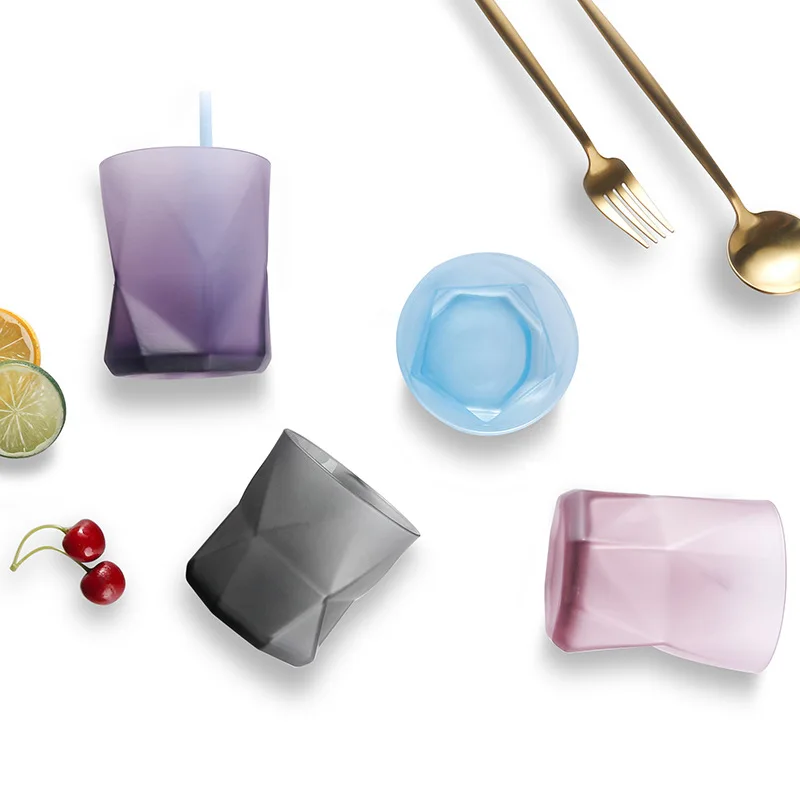 Креативная Геометрическая цветная стеклянная кружка, стекло для виски, анти-нагрев, матовая чашка, стеклянная посуда, стеклянные чашки для напитков, стеклянная планка, поставка