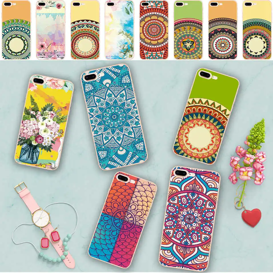 

Minason Bohemian Flower Floral Pattern Soft Silicone Phone Case for iPhone X 5 S 5S XR XS Max SE 6 6S 7 8 Plus Cover