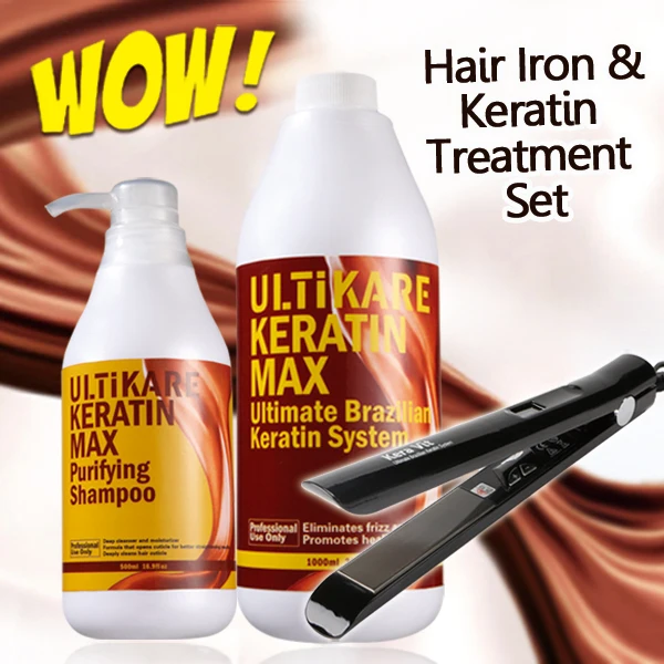 Chocolate 5 1000ml Keratin Straightening for Hair and 500ml Purifying Shampoo Treatment After