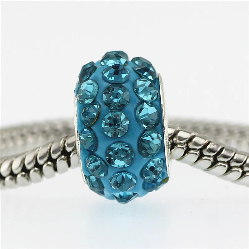 

6 color Oranger Blossom with Crystal Bead Charm European beads fit Pandora Women Bracelet & Bangle DIY jewelry