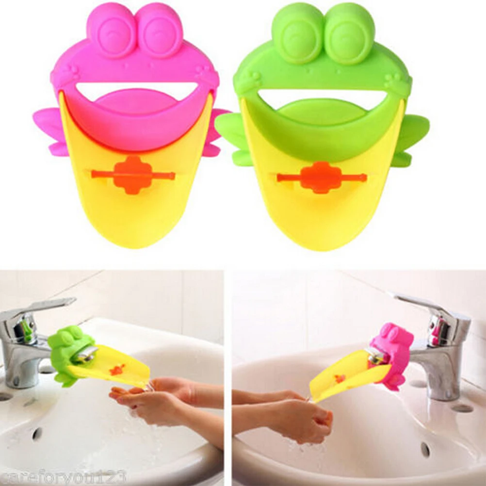 Kawaii Frog Bathroom Sink Faucet Chute Extender Children Kids Wash Hands Convenient for Baby Washing Helper 2 Colors 1PC