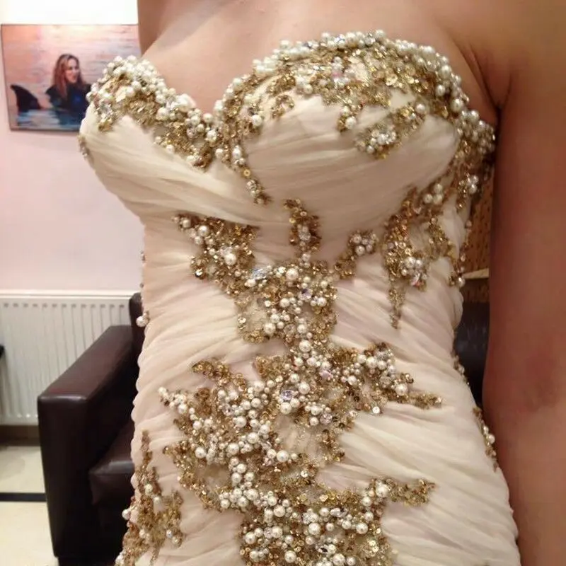 Luxury Mermaid Evening dress Long Beading with Pearls Pleats Prom Party Gown Luxury Mermaid Evening dress Long Beading with Pearls Pleats Prom Party Gown