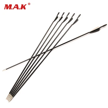 

6/12/24 pcs 31 Inches Fiberglass Arrow Spine 700 Diameter 7 mm Black White Feather for Recurve Bow Archery Hunting Shooting