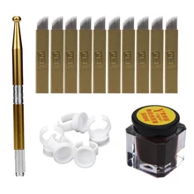 Принадлежности для татуировки PCD 12 иглы для бровей пигмент микроблейдинг постоянный 3D макияж Татуировка бровей и губ косметический карандаш пигмент набор татуировки