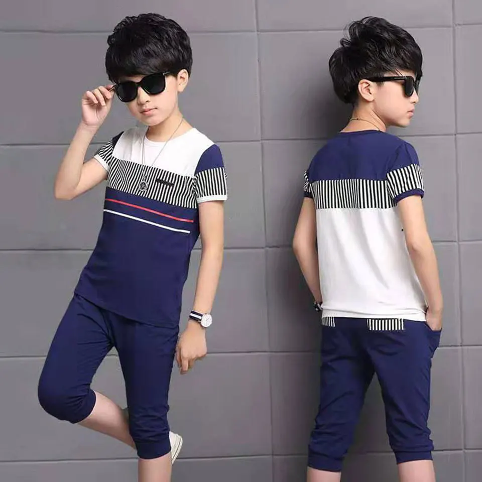 

New Fashion Style 2019 Kids Clothes Baby Boy Summer Clothes Age For 3T-12 Years Toddler Boy Clothes t-shirt+Shorts 2Pieces S
