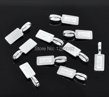 

250Pcs Tag Glue on Bail Beads Silver Plated Fashion Jewelry Findings Charms Wholesales 21x7mm