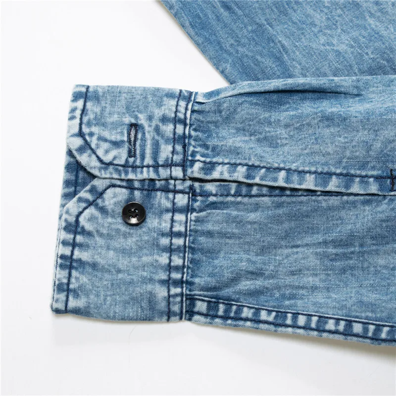 Fredd Marshall 2018 Spring Men Denim Shirt 100% Cotton Pocket Long Sleeve Slim Jeans Cowboy Shirts Camisa Masculina Plus Size M-3XL (10)