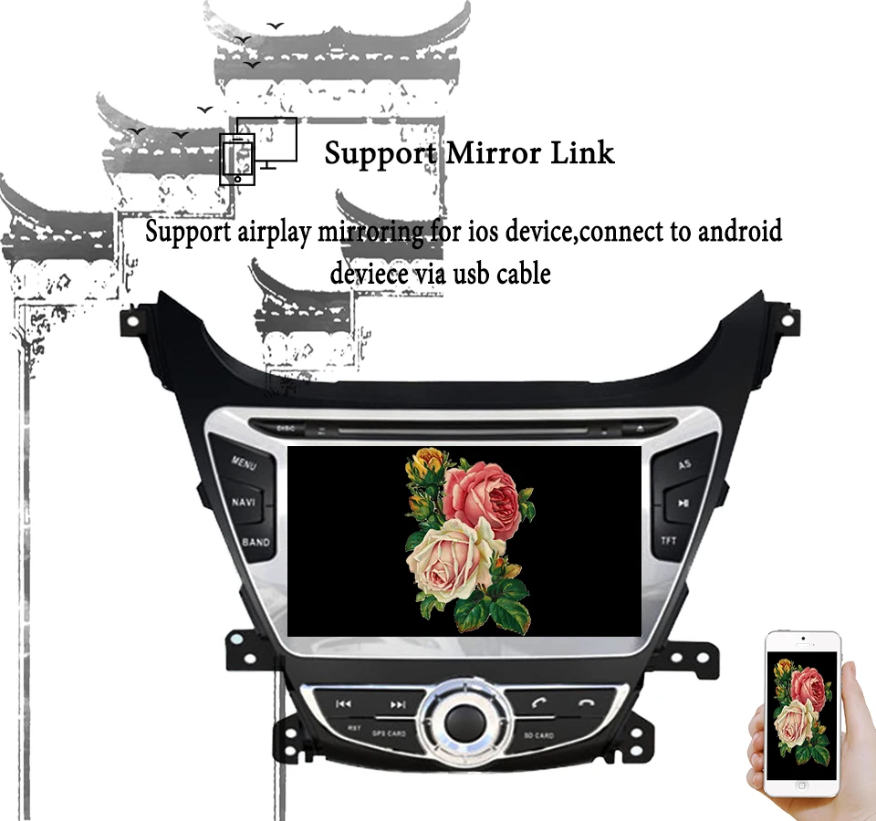 Best OCTA CORE Android 9.0 64G car dvd gps player 1024*600 For HYUNDAI ELANTRA 2014 2015 gps navigation car stereo audio video player 1