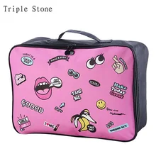 Triple Stone Cartoon Big Graffiti Eyes Printing Big Travel Organizer Storage Bags Waterproof Large Trunk Luggage bag Makeup Case