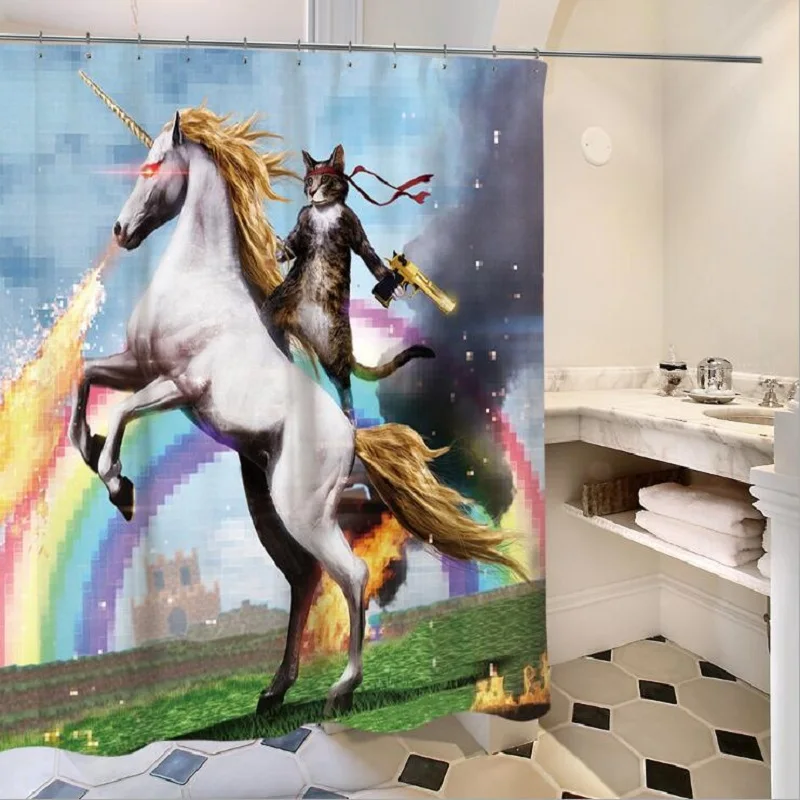 Buy Personalized painted riding cat Shower Curtains