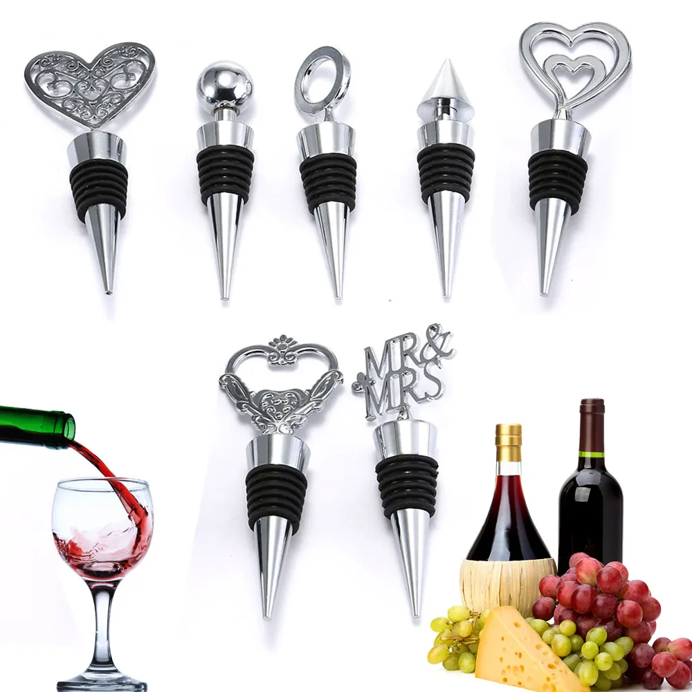 

Stainless Steel Wine Stopper Wine Champagne Bottle Stopper Vacuum Sealed Bridal Wedding Gift