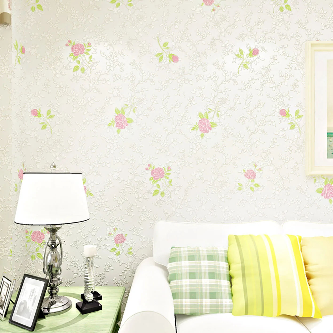 

European Idyllic Non-woven Wallpaper 3D Stereo Relief Living Room Bedroom Background Wall Wallpaper Hotel Engineering Wallpaper