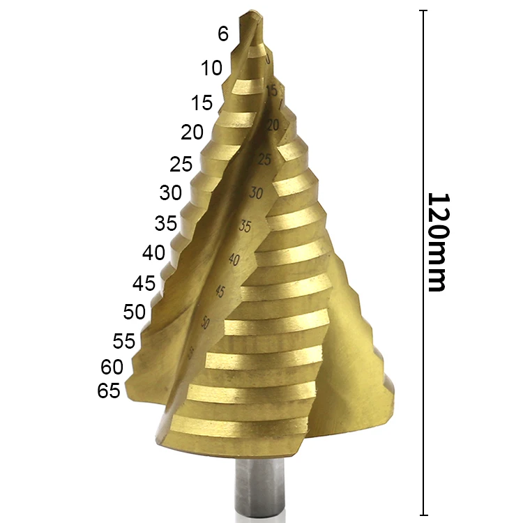 

6-65mm The Pagoda Shape HSS Triangle Shank 3R Spiral Pagoda Metal Steel Step Drill Bit Hole Drill Cone Drill