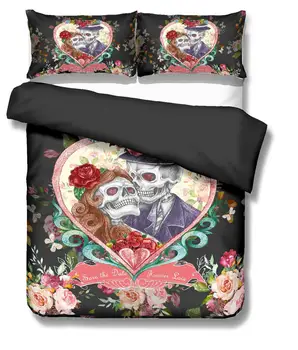 

Thumbedding Dropship Old Couple Love Skull Bedding Set Twin Full Queen King Size Innovative Unique Designed 3D Duvet Cover Set