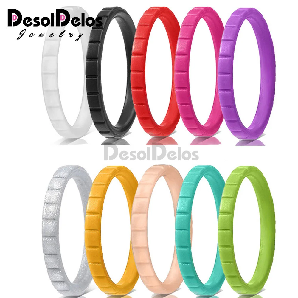 

DD 3mm Food Grade FDA Silicone Finger Ring Hypoallergenic Crossfit Flexible Gear Pattern Rubber Ring For Women Wedding Rings