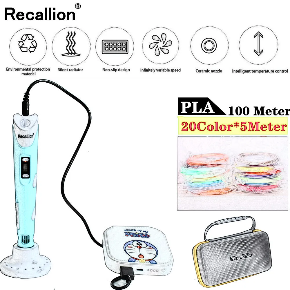BAPASCO MR RP 100A Magic 3d printer pen Drawing 3D Pen With 3Color ABS filaments Printing pens for kids birthday present|3d pen|pen 3d3d printing |