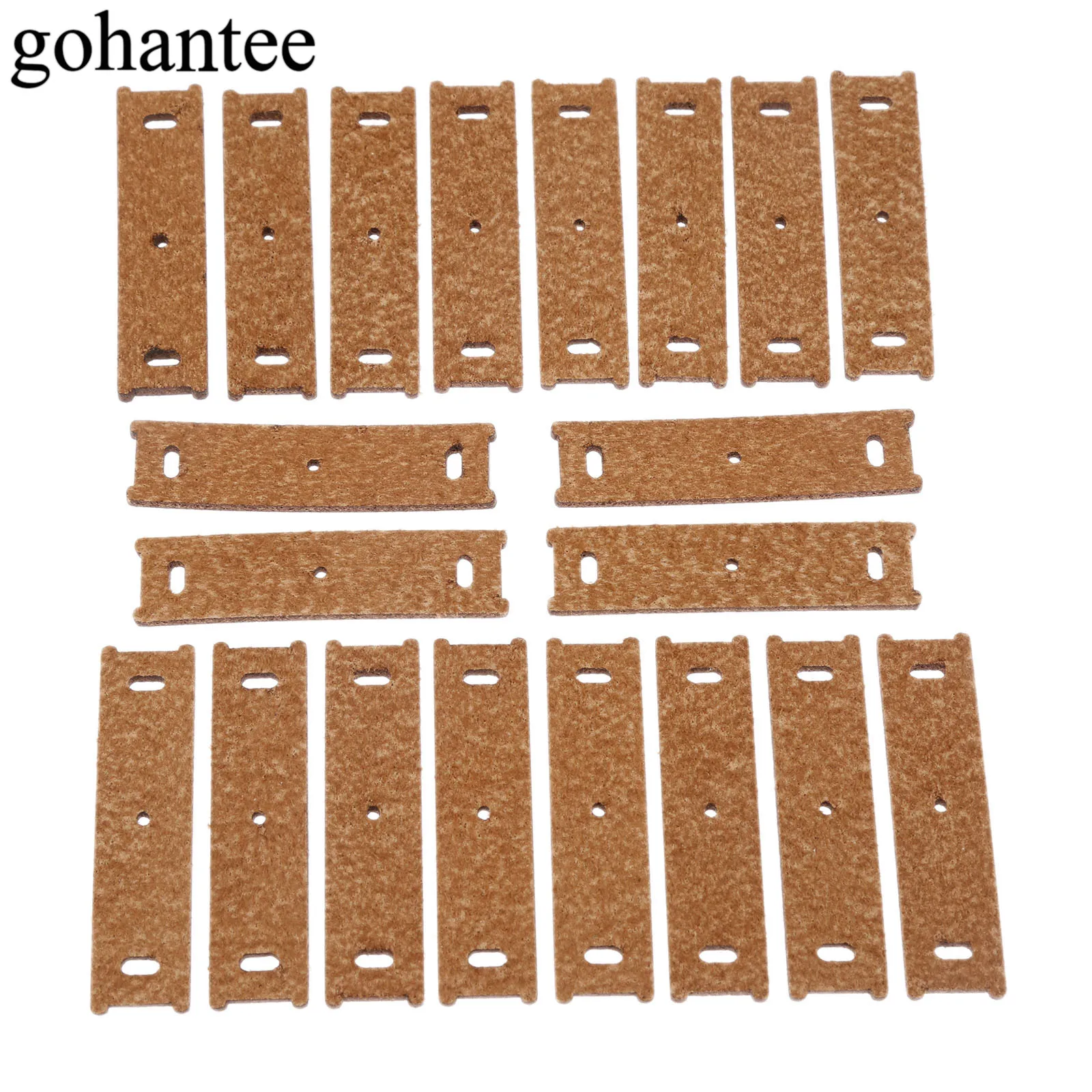 gohantee Brown 20pcs Slingshots Pouches Microfiber Leather with Center Hole for Outdoor Hunting Catapults 55mm x 14mm