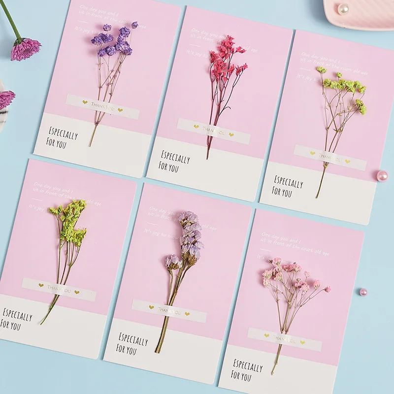 

20 pc/lot Dry Flower Folding business Card/Birthday Blessings Thanksgiving Teacher's Day Card/Postcard/Wedding Invitation card