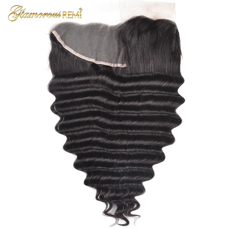 Indian Loose Deep Wave Lace Frontal Closure 13X4 Free/Middle/Three Part With Baby Hair 100% Human Remy Hair Natural Color 1b