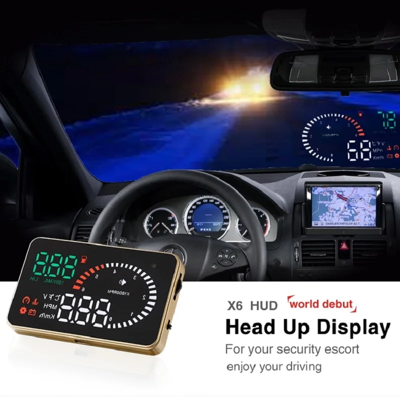 kebbidumei X6 Car Monitors Windshield Projector 3" Head Up Display OBD2