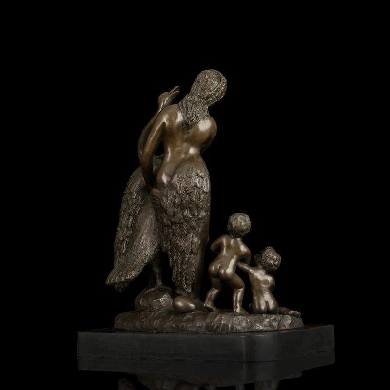 Atlie Classic Bronze Statue Western Nude Erogenous Woman And Kids