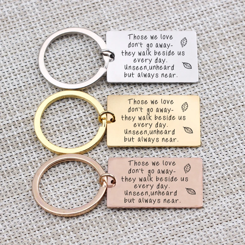 Those We Love Don't Go Away Hand Stamped Key Chain Memorial Jewelry Remembrance Pendant Engraved They Walk Beside Us | Украшения и