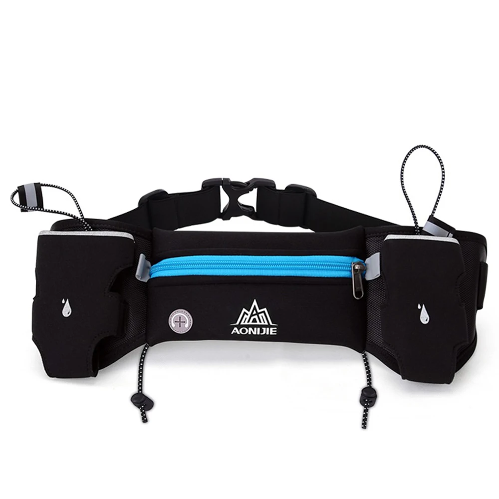Наружная поясная сумка для бега, спортивный гидратационный ремень, держатель для бутылки, сумка для марафона, для бега, светоотражающий регулируемый поясной ремень, сумки - Цвет: Темно-синий