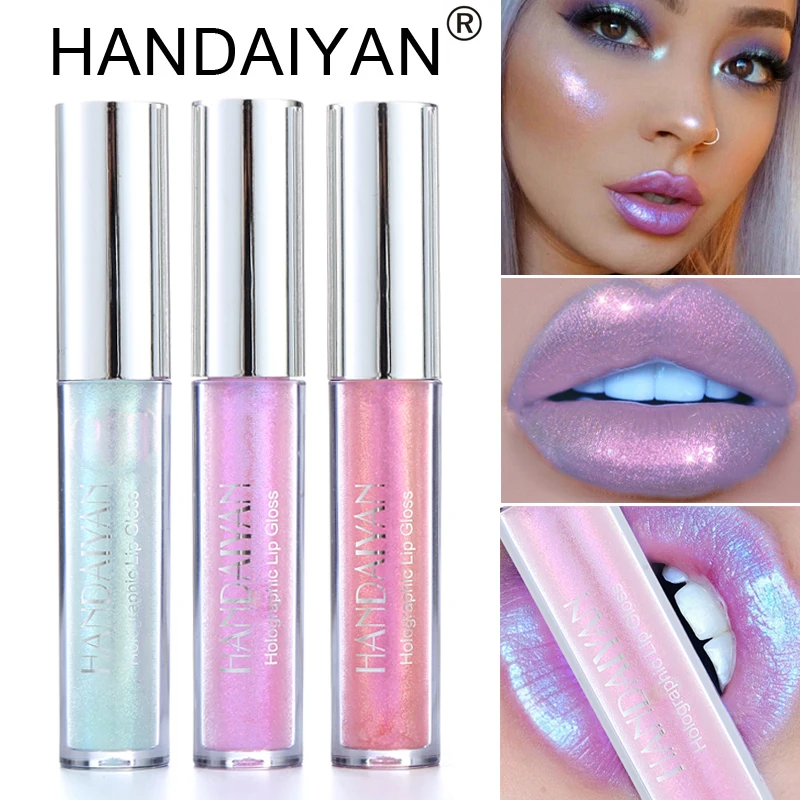 

HANDAIYAN 6 Color Liquid Glitter Lipstick Lustre Shine Lip Gloss Holographic Lip Tint Pigment Satin Lipgloss Beauty Cosmetics