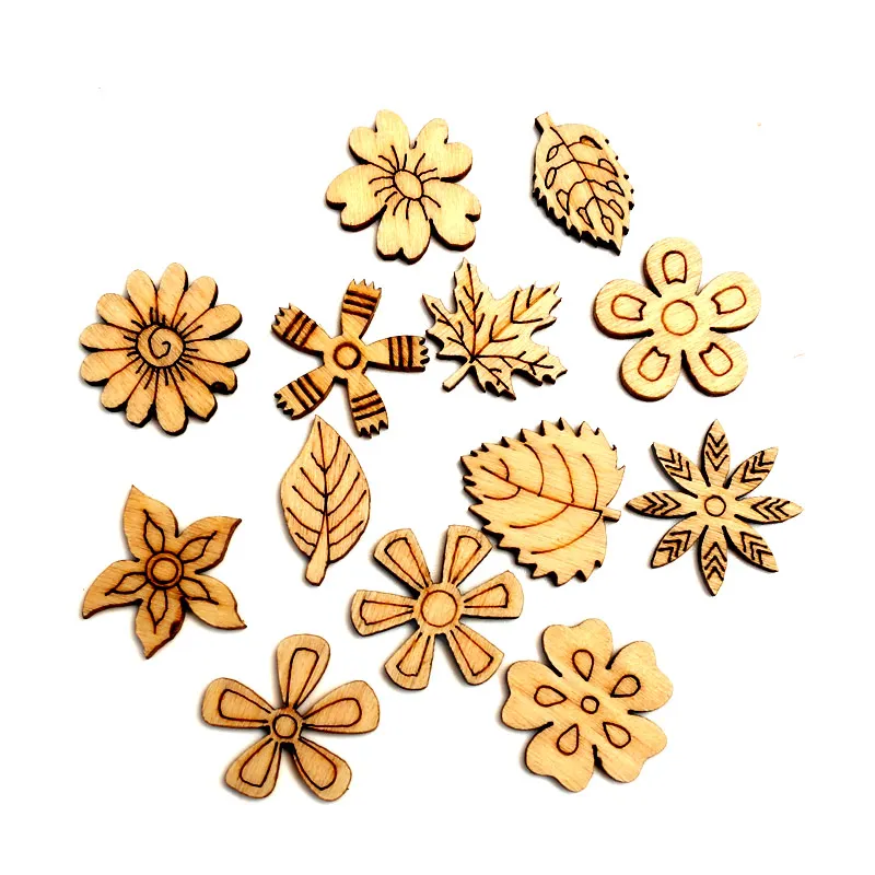 

100pcs Wood Leaf Craft Embellishments MDF Wooden Cutout Flatbacks Scrapbooking For Cardmaking DIY Art Wedding Decoration