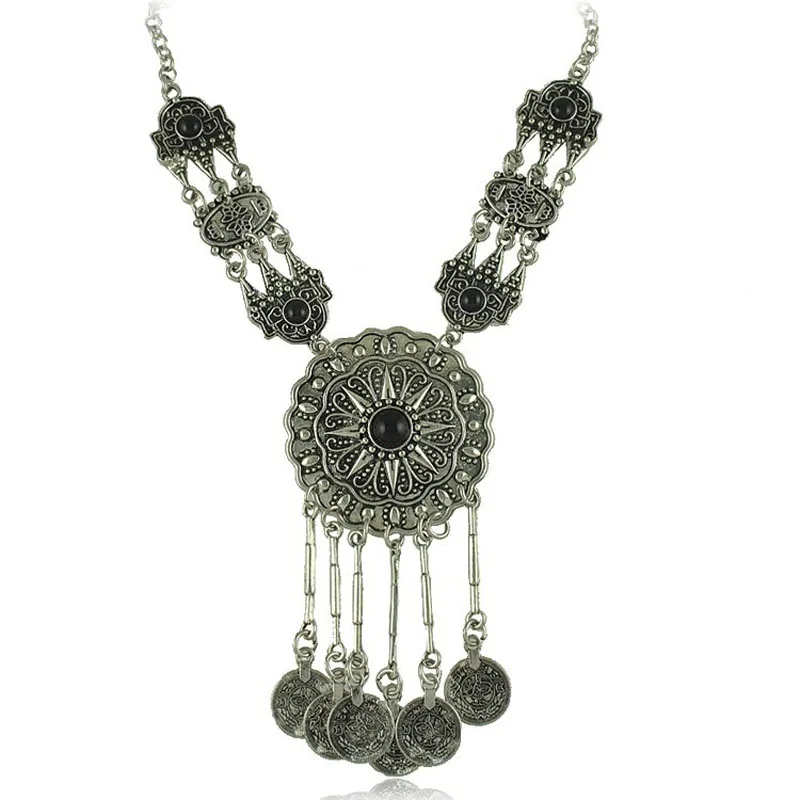 Европейская и американская мода богемное антикварное резное длинное круговое ожерелье с кисточкой FY18081910