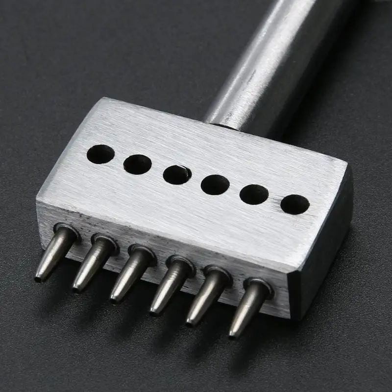 Leather Punch Tool 3PCS 6mm 2/4/6 Prong Leather Craft Tools DIY Row Circular Cut Hole Stitched Hole Spacing Hand Tool