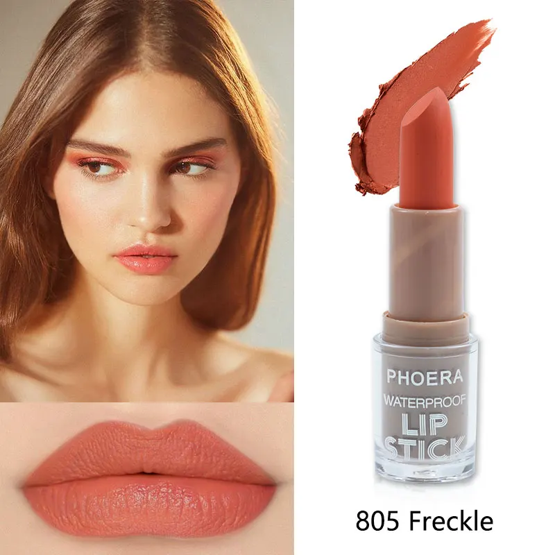 PHOERA 14 Colors Long-lasting Matte Lipstick Set Waterproof Moisturizing Non-Stick Cup Does Not Fade Lip Maquillaje TSLM2 - Цвет: 805-Freckle