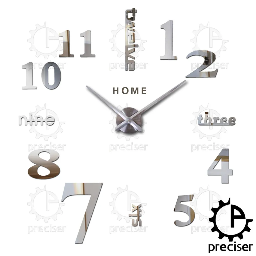 Hause englisch buchstaben arabischen digitalen wanduhr moderne wohnkultur große diy quartz 3d aufkleber küche große wanduhr