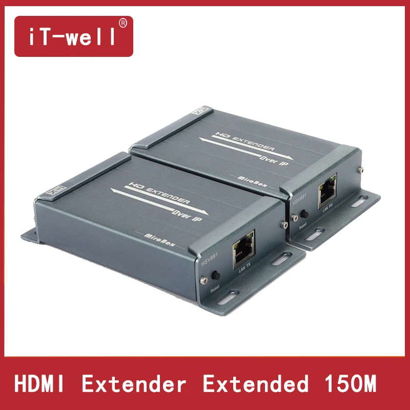 

iT-well HDMI Extender over TCP IP 150m FUll HD 1080P via UTP STP Cat5/5e/Cat6 by Rj45 HDMI Transmitter and Receiver