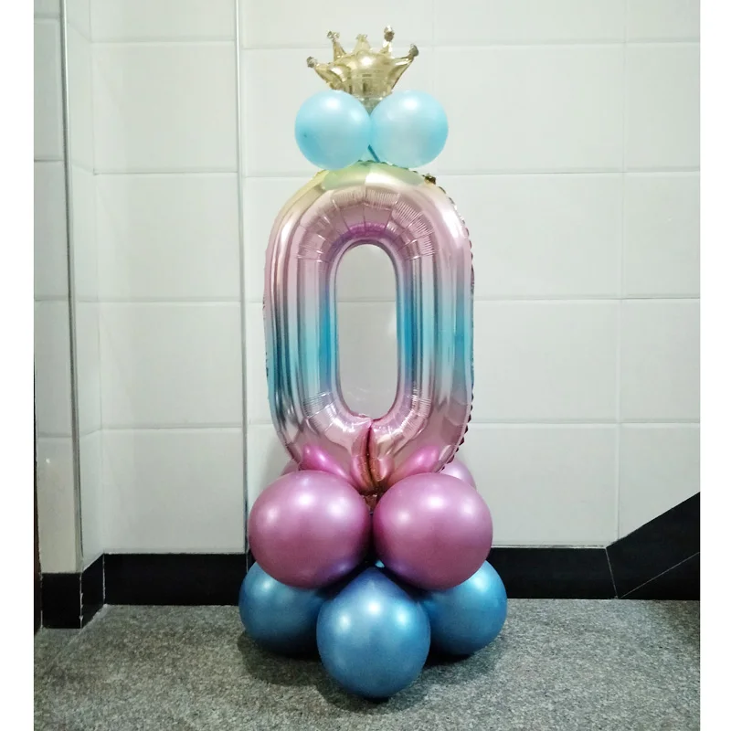 Leeiu воздушные шары на 1-й день рождения, радужные воздушные шары из фольги с цифрами, голубые и розовые воздушные шары для вечеринки в честь Дня Рождения