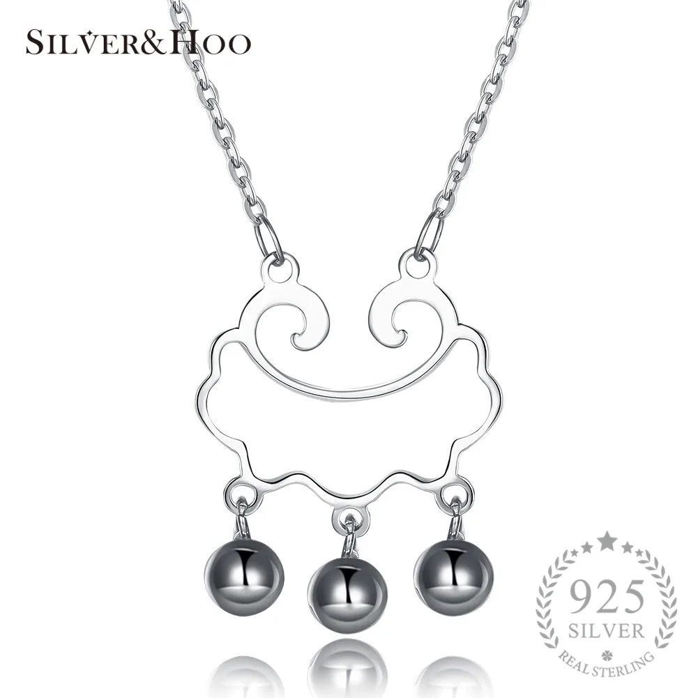 

SILVERHOO 925 Sterling Silver Wishful Lock Pendant Necklace 2 Color Charm Women Fine Jewelry Gift Anniversary Wedding