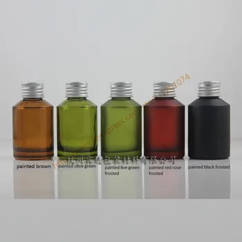 

60ml many colors Glass bottle with silver aluminum screw Cap+clear reducer, cosmetic container,essential oil bottle