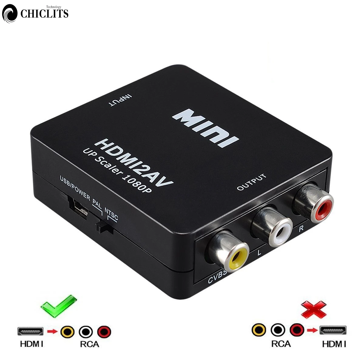 HDMI в AV скейлер адаптер HD видео конвертер коробка RCA AV/CVSB L/R 1080P 2AV Поддержка NTSC PAL| |